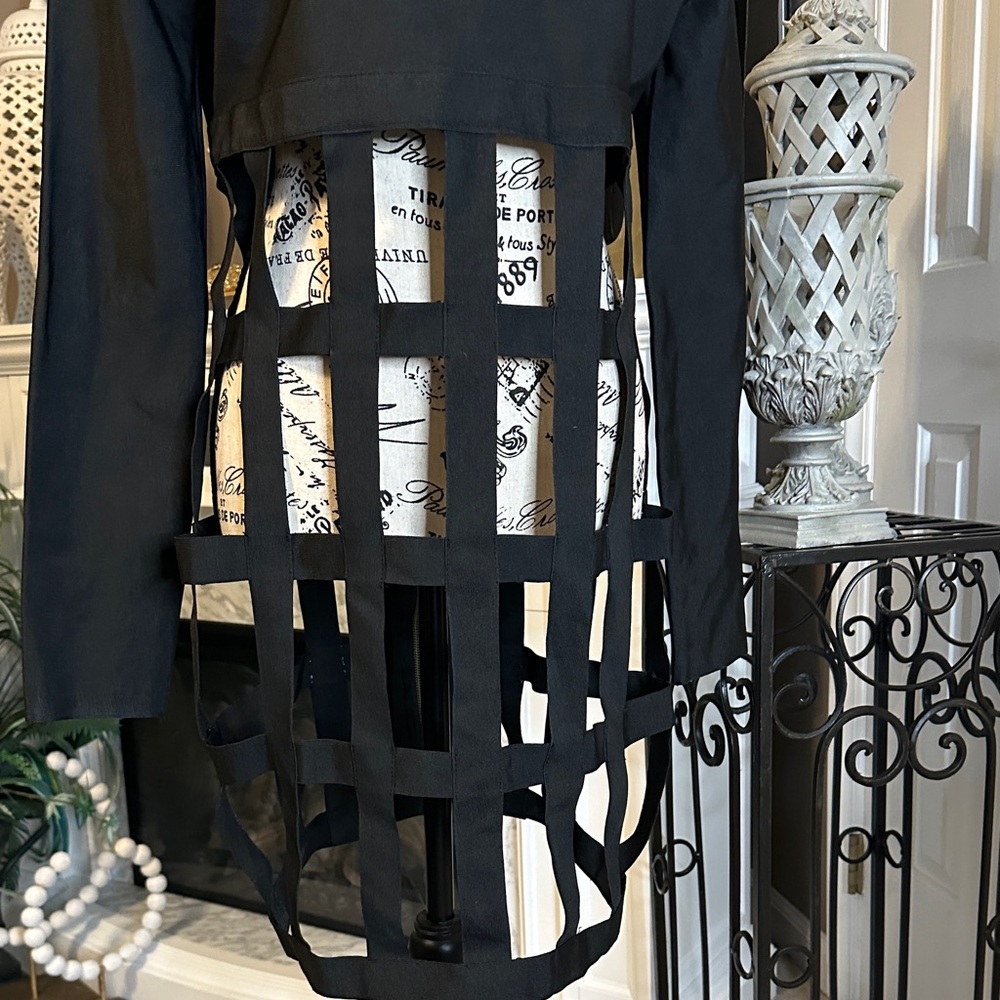 Fashion Nova Black Asymmetrical Lattice-Back Dress - Picture 2 of 4